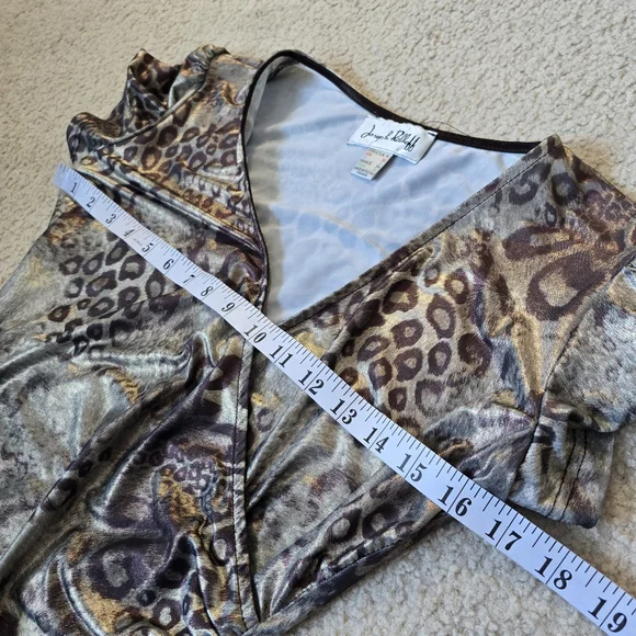 Joseph Ribkoff Metallic Animal Print Ruched Top – Size 4 Small - Picture 6 of 8